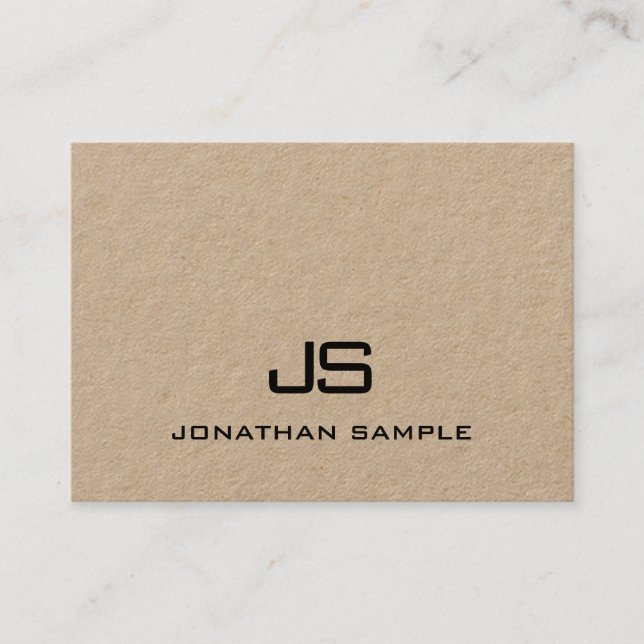 Cartão De Visita Elegante Kraft Paper Modern Monogramed Modelo (Frente)