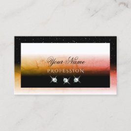 Cartão De Visita Elegante Laranja Marmoreado Na moda Branco Preto M