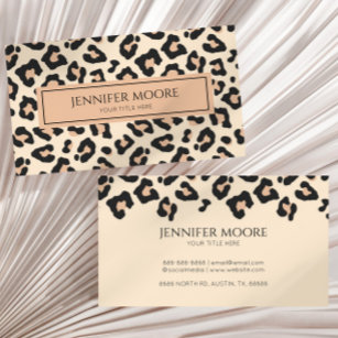 Cartão De Visita Elegante Leopard Cheetah Impressão Brown Black Per