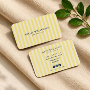 Cartão de Visita Elegante Listrado Amarelo Macio