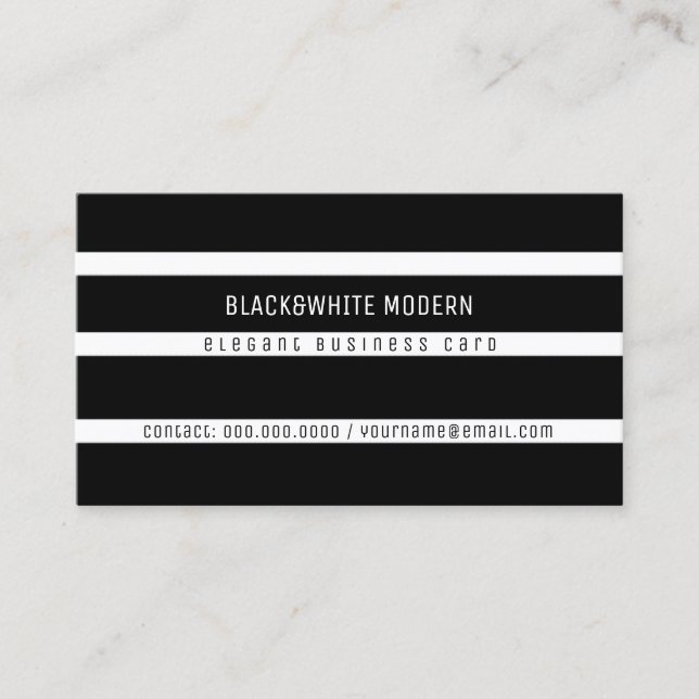 Cartão De Visita elegante listrado preto&branco (Frente)