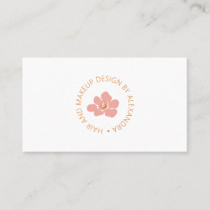 Cartão De Visita Elegante Logotipo de Beleza Floral Azul Rosa Femin