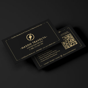 Cartão De Visita Elegante Logotipo de Energia de Eletricista Licenc