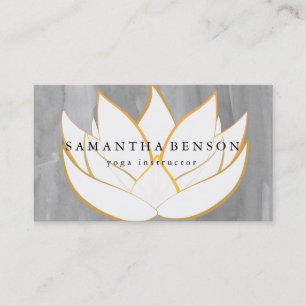 Cartão De Visita Elegante Logotipo de Flor Preto e Branco Yoga