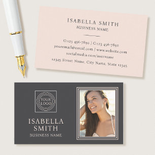 Cartão De Visita Elegante Logotipo de Foto Personalizado Profission