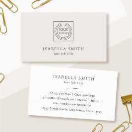 Cartão De Visita Elegante Logotipo Personalizado Minimalista Branco