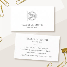 Cartão De Visita Elegante Logotipo Personalizado Minimalista Branco