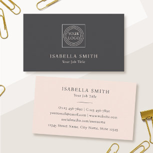 Cartão De Visita Elegante Logotipo Personalizado Minimalista Rosa B