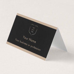 Cartão De Visita Elegante Logotipo Preto e Bege Código QR Profissio