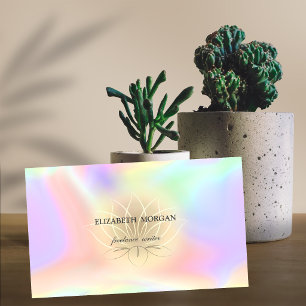 Cartão De Visita Elegante Lótus Dourado Profissional, Holográfico 