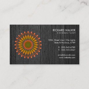 Cartão De Visita Elegante Lotus Floral Black Wood Saúde Bem-estar