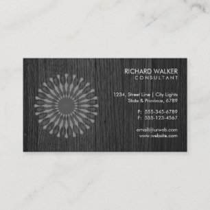 Cartão De Visita Elegante Lotus Floral Black Wood Saúde Bem-estar