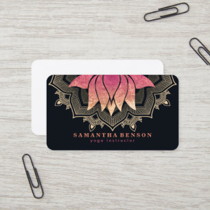 Cartão De Visita Elegante Lotus Flower Logotipo Mandala Instrutor Y