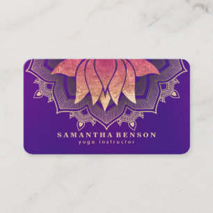 Cartão De Visita Elegante Lotus Flower Logotipo Mandala Instrutor Y