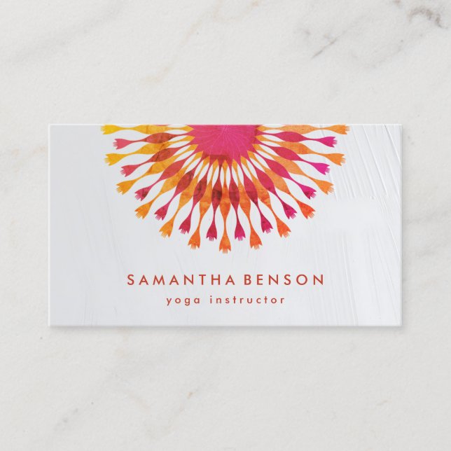 Cartão De Visita Elegante Lotus Flower White Marble Instrutor Yoga (Frente)