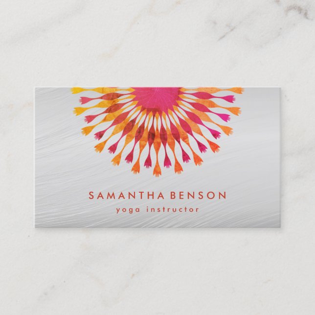 Cartão De Visita Elegante Lotus Flower White Marble Instrutor Yoga (Frente)