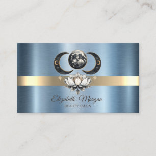 Cartão De Visita Elegante Luar Lótus Azul Metálico