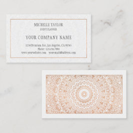 Cartão De Visita Elegante Luxo Branco Rose Dourada Mandala Glamor