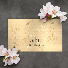 Cartão De Visita Elegante Luxo Dourado deixa esteticista monograma