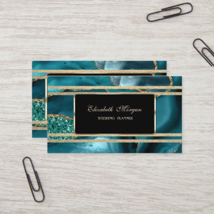 Cartão De Visita Elegante Luxo Dourado Listras Brilhantes Esmeralda