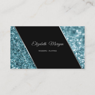 Cartão De Visita Elegante Luxo Estiloso Brilho Azul Bokeh
