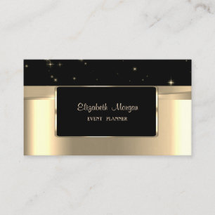 Cartão De Visita Elegante Luxo Sofisticado, Dourado Falso, Preto