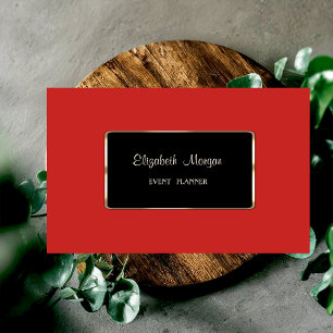 Cartão De Visita Elegante Luxo Sofisticado, Quadro Vermelho, Preto