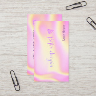 Cartão De Visita Elegante Luxury Rosa Holografias Doces para Empres