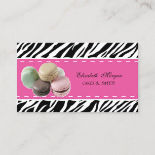 Cartão De Visita Elegante Macaron Francês com Estampa de Zebra Mode