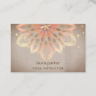 Cartão De Visita Elegante Mandala Holística Lotus Floral Zen Yoga