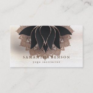 Cartão De Visita Elegante Mandala Lotus Logotipo da Flor Yoga Instr