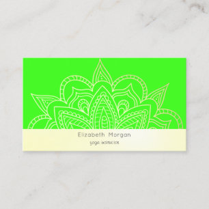 Cartão De Visita Elegante Mandala Moderno Neon Verde