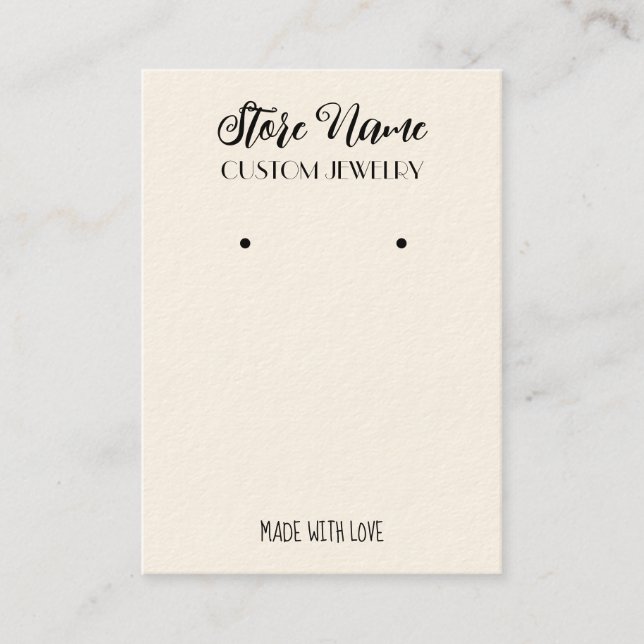 Cartão De Visita Elegante Mão feita com brinco (Frente)