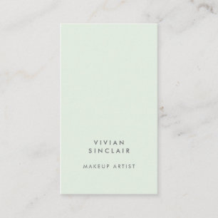 Cartão De Visita Elegante Maquiagem Minimalista Moderna Verde Claro