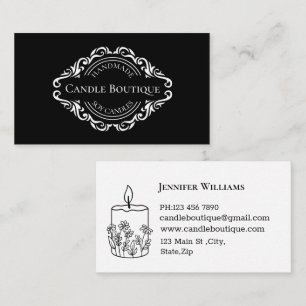 Cartão De Visita elegante máquina de velas, preto e branco