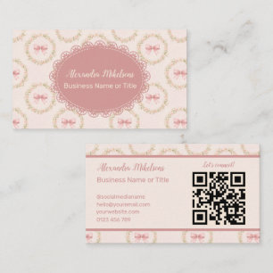 Cartão De Visita Elegante marca floral vintage com laço