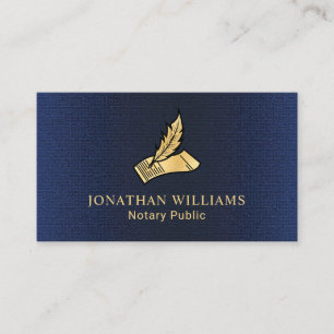 Cartão De Visita Elegante Marinho e Dourado Notário Público