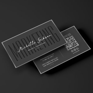 Cartão De Visita Elegante Marketing Profissional Preto e Prata