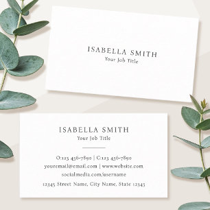 Cartão De Visita Elegante Minimalista Branco Cinza Sofisticada