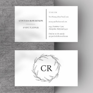 Cartão De Visita Elegante Minimalista Coroa de Oliveira com Monogra