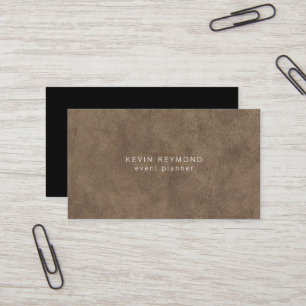 Cartão De Visita Elegante Minimalista de Couro Marrom Antigo