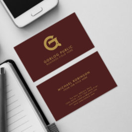 Cartão De Visita Elegante Minimalista Inicial de Empresa em Burgund