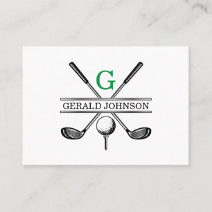 Cartão De Visita Elegante Minimalista Personalizada de Golfe Monogr