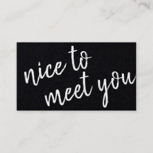 Elegante Minimalista Prazer em conhecê-lo, Black K