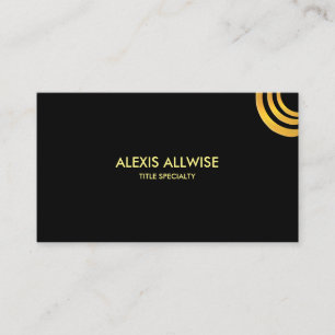 Cartão De Visita Elegante Minimalista Preto e Dourado Metálico