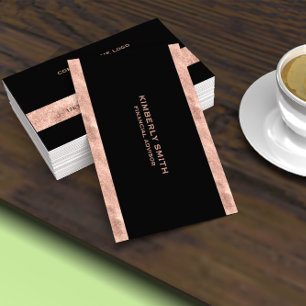 Cartão De Visita Elegante Minimalista Preto e Dourado Rosa