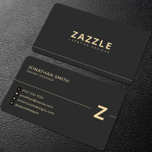 Cartão De Visita Elegante Minimalista Profissional em Ouro & Preto
