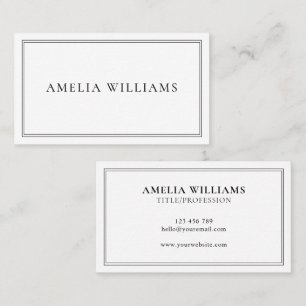 Cartão De Visita Elegante Minimalista Profissional Preto e Branco