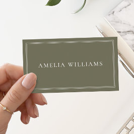 Cartão De Visita Elegante Minimalista Profissional Verde Oliva