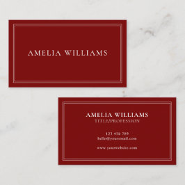Cartão De Visita Elegante Minimalista Profissional Vermelho